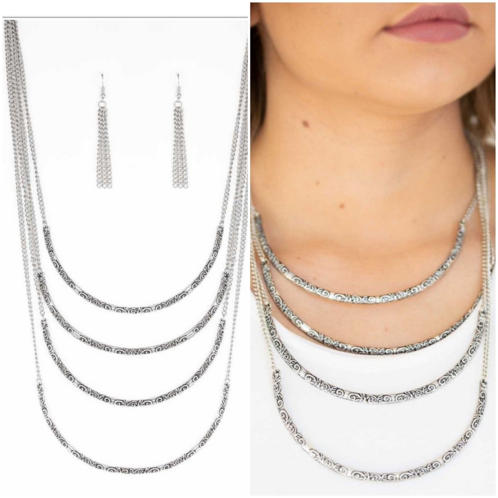 It Will Be Over Moon Silver Necklace/Earring Set
